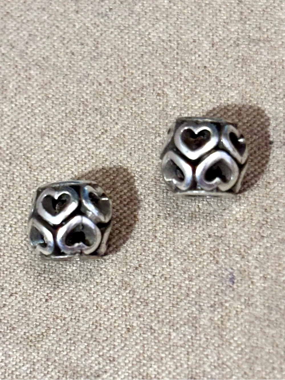 Two Brighton Mini Open Heart beads in Silver Fit MINI holders ONLY Retired